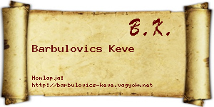 Barbulovics Keve névjegykártya